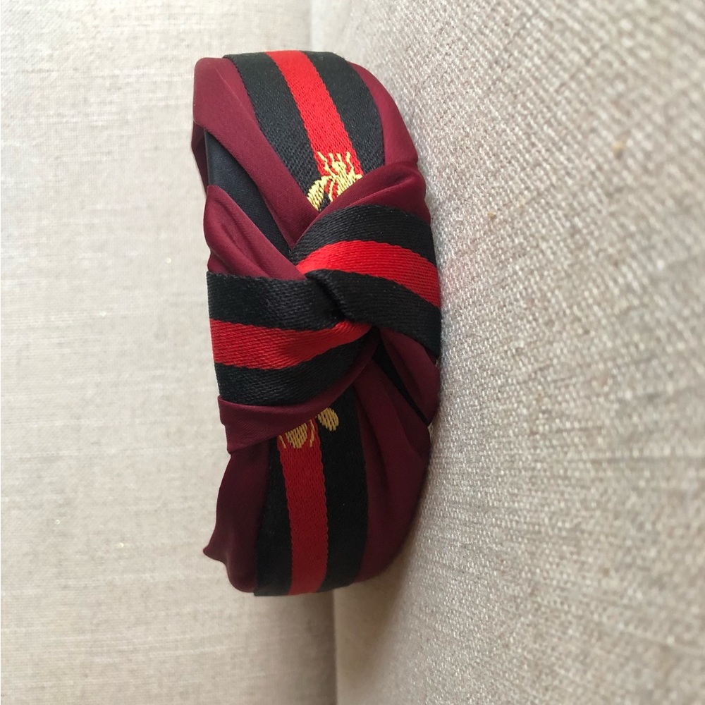 Burgundy Gold Queen Bee Knotted Headband